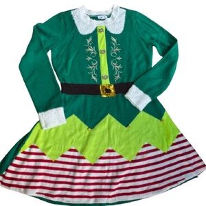 Festive Green & Red Elf Init Dress